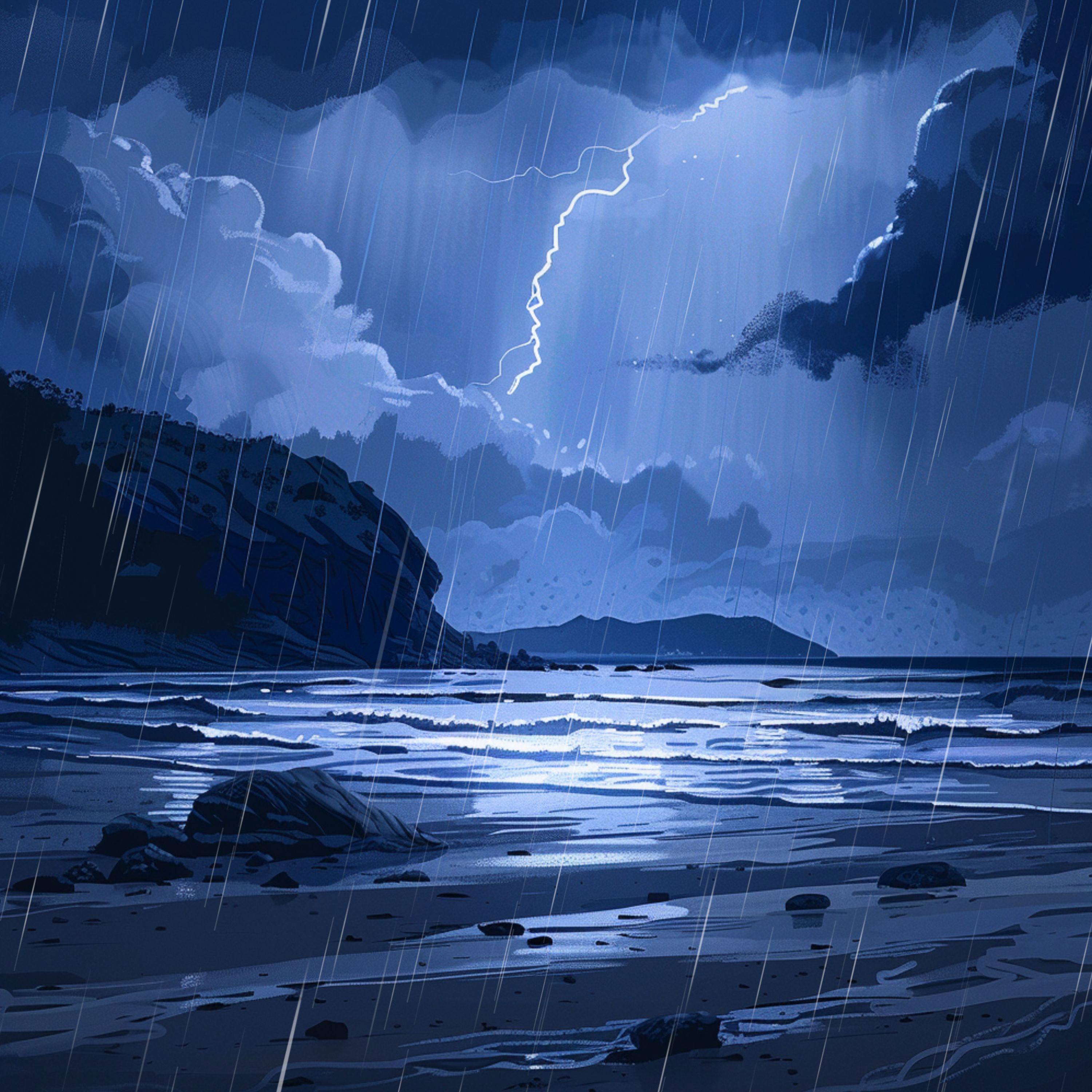 cover of episode 8 Hours - Rain and Thunderstorm on a Coastal Beach