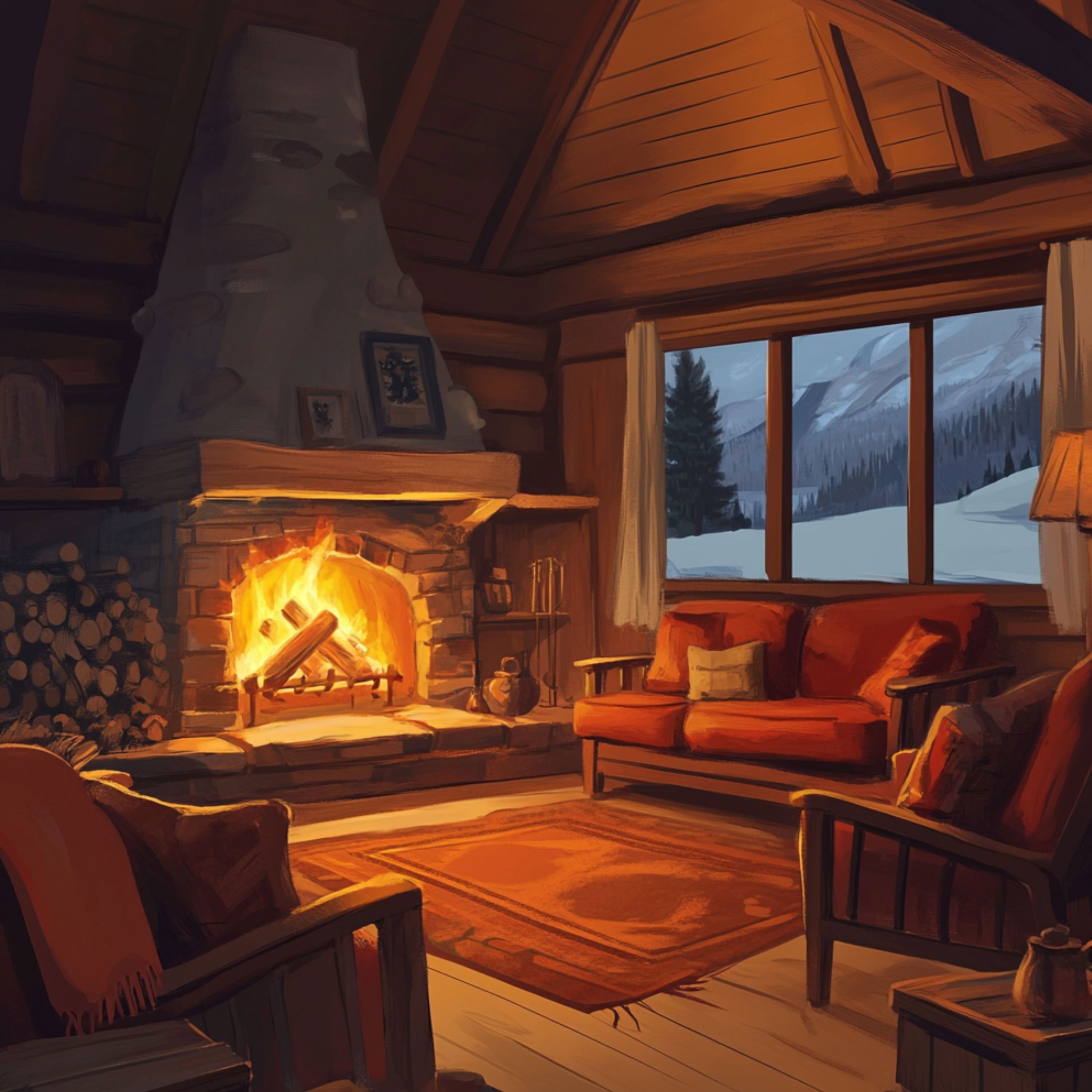 cover of episode 8 Hours - Cozy Fireplace and Snowstorm